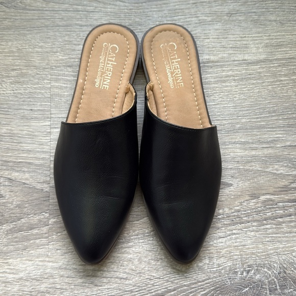 CATHERINE MALANDRINO Black Faux Leather Slip On Asos Mules - Picture 2 of 7